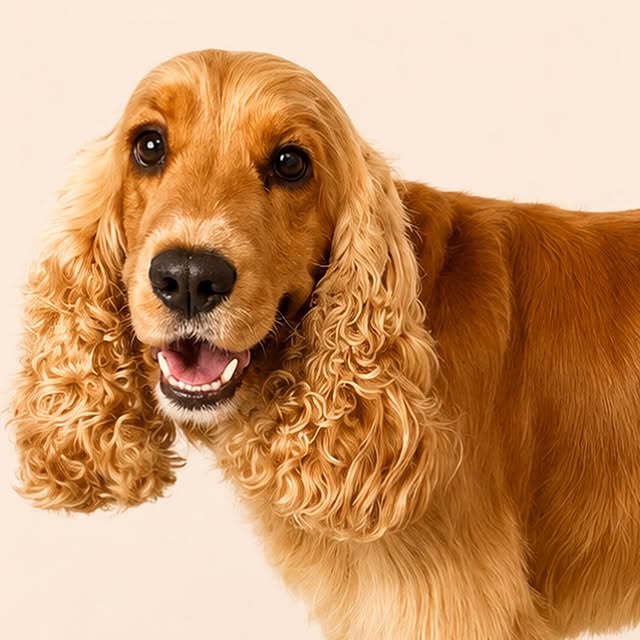 Cocker spaniel porträtt efter klippning